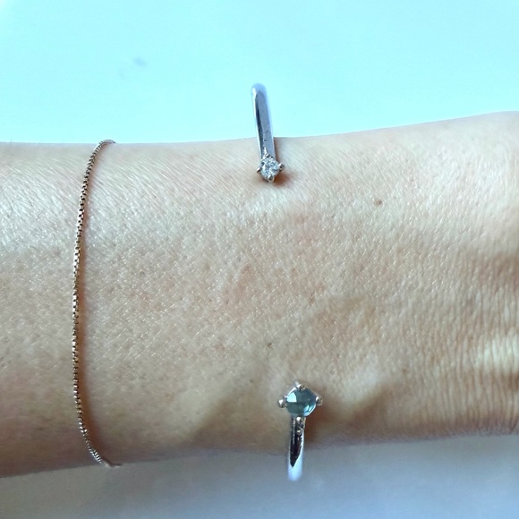 Melinda Maria Jewelry - Melinda Maria Silver Open Bracelet with Blue & Clear Stones